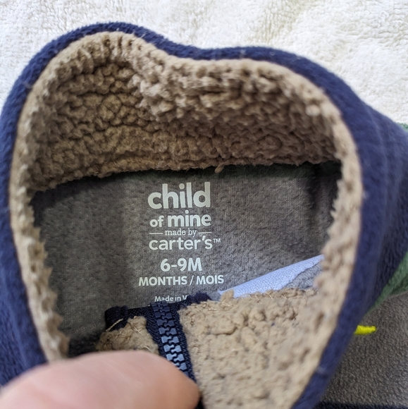 6/$22. 6-9 month striped pullover. Dino on front with zipper. Child of mine. - Picture 2 of 2